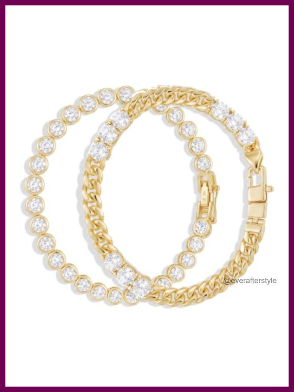14K Gold Filled Bracelet Set Cuban Link Tennis Layered Stackable